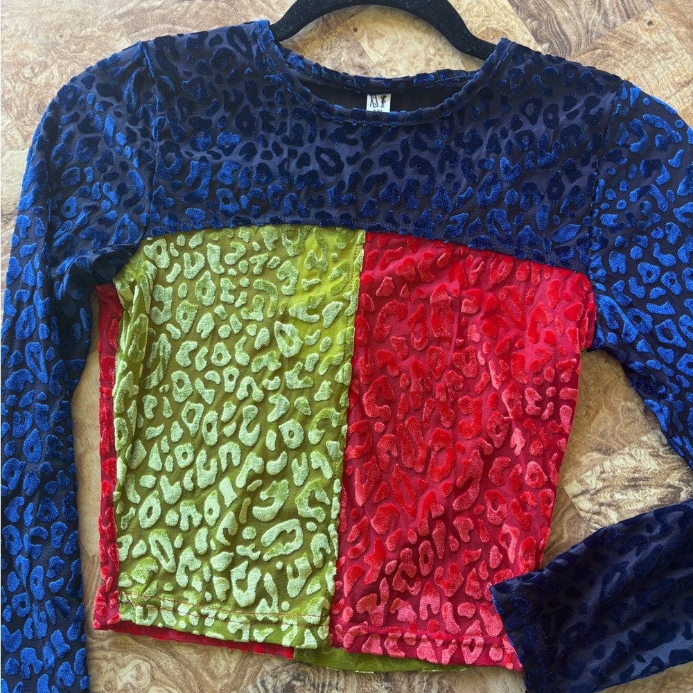 FBC Booger Green Colorful Leopard Top